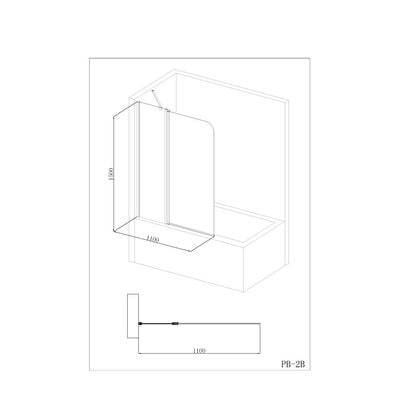 Milano Bathtub Screen 1100*1500 Chrome (Pb-2B)- Made In China